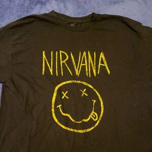 Nirvana Black Tee with Yellow Smiley Logo